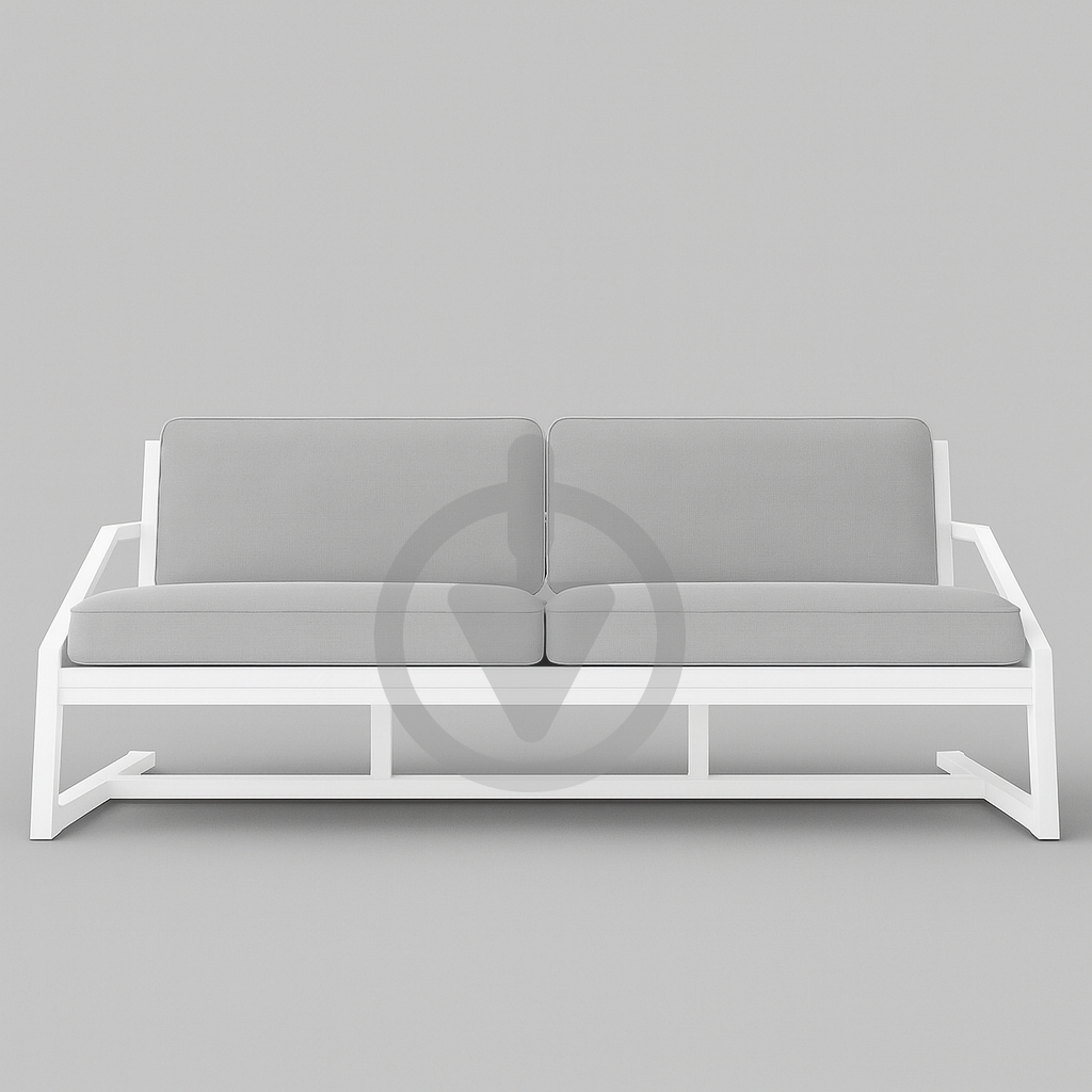 Диван металевий AVVS tech Атлас вуличний лофт рогожка з підлокотниками 156 см Світло-сірий/Білий (30222803) - фото 2