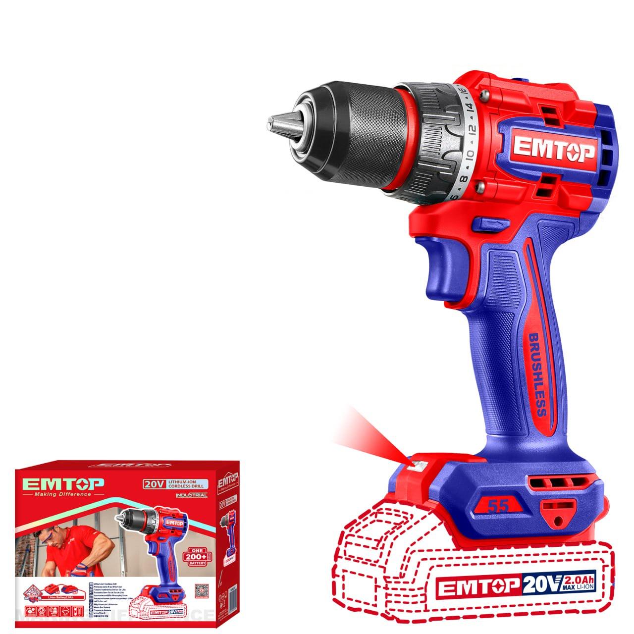 Дриль-шуруповерт акумуляторний EMTOP ECDL205581 без АКБ та ЗП