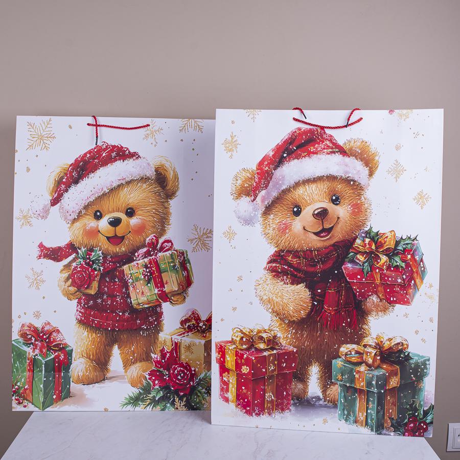 Подарунковий пакет Різдвяний ведмедик XXL 72x50x18 см (2827-6) Подарунковий пакет Різдвяний ведмедик XXL 72x50x18 см (2827-6)