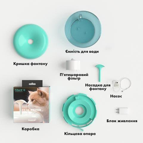Поилка фонтан для кошек PAWOOF 1,5 л с фильтром Зеленый (1201768788) - фото 8 Поилка фонтан для кошек PAWOOF 1,5 л с фильтром Зеленый (1201768788) - фото 8