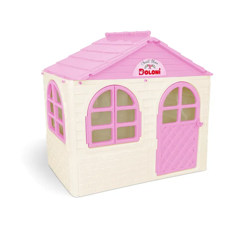 Детский игровой домик Doloni Toys со шторками из пластика 129х69х120 см Розово-белый (150-98-02550/14)