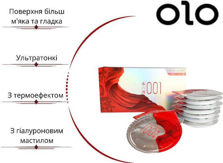 Презервативи Olo RedSilver ультратонкі з гіалуроновим мастилом та термоефектом 10 шт. (ROZ6501053301) - фото 3