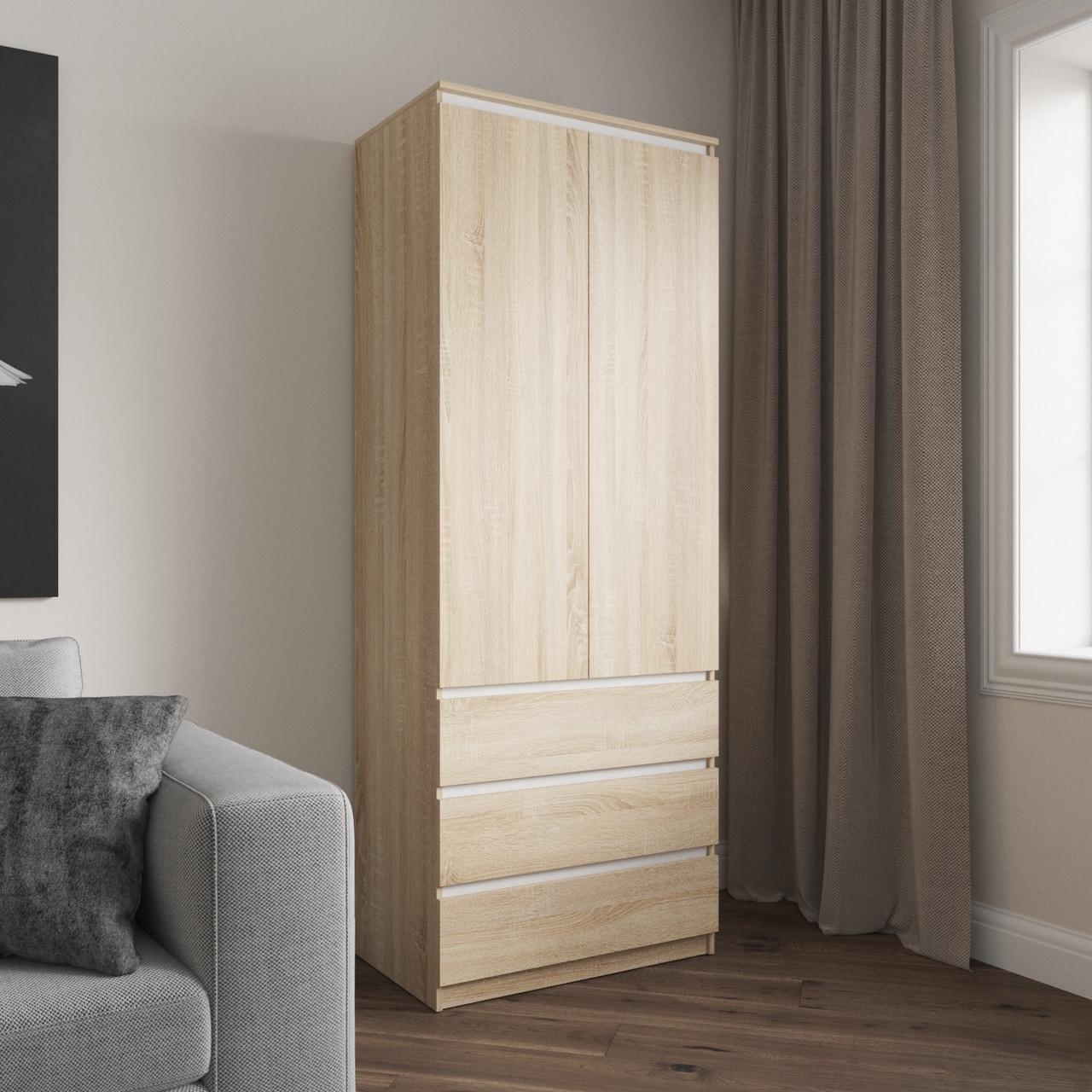 Шафа гардеробна Вайс R-16 802х500х2110 мм Дуб Сонома/Білі планки (30834831) - фото 1 Шафа гардеробна Вайс R-16 802х500х2110 мм Дуб Сонома/Білі планки (30834831) - фото 1