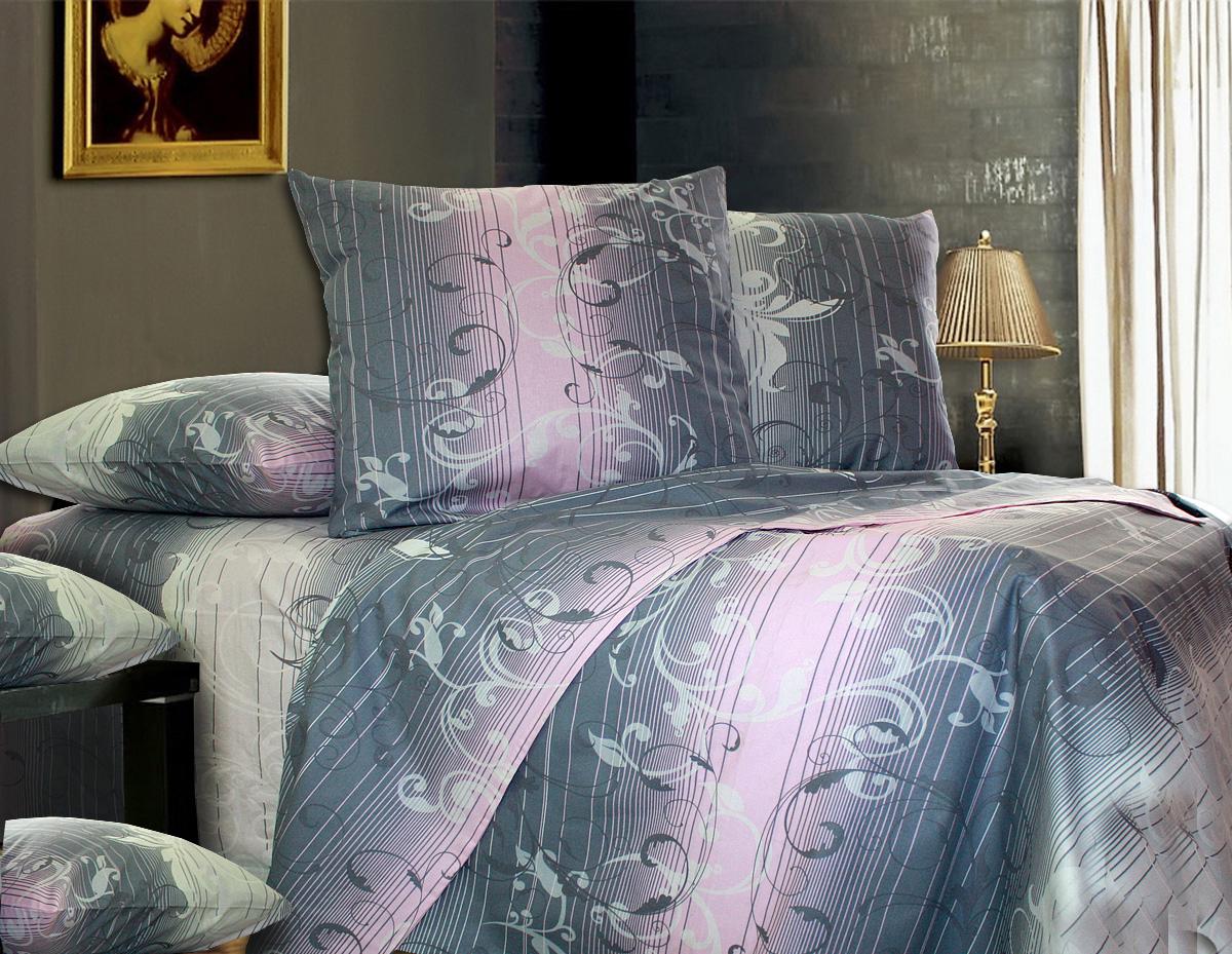 Простынь Т0352 145х214 Розовый/Серый (126359)