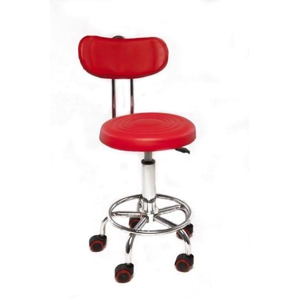 Стул мастера со спинкой на колесиках Красный
