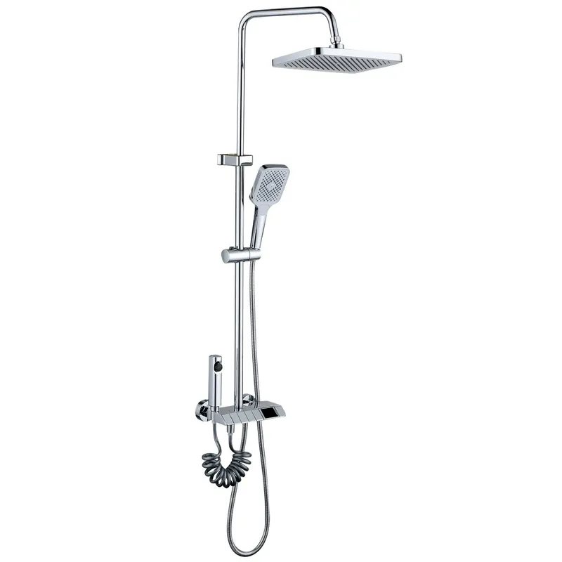 Душевая система с смесителем MIXXUS Premium Neptune 009-J с кнопкой переключения 4 режима из латуни Стальной (MI6832) Душевая система с смесителем MIXXUS Premium Neptune 009-J с кнопкой переключения 4 режима из латуни Стальной (MI6832)