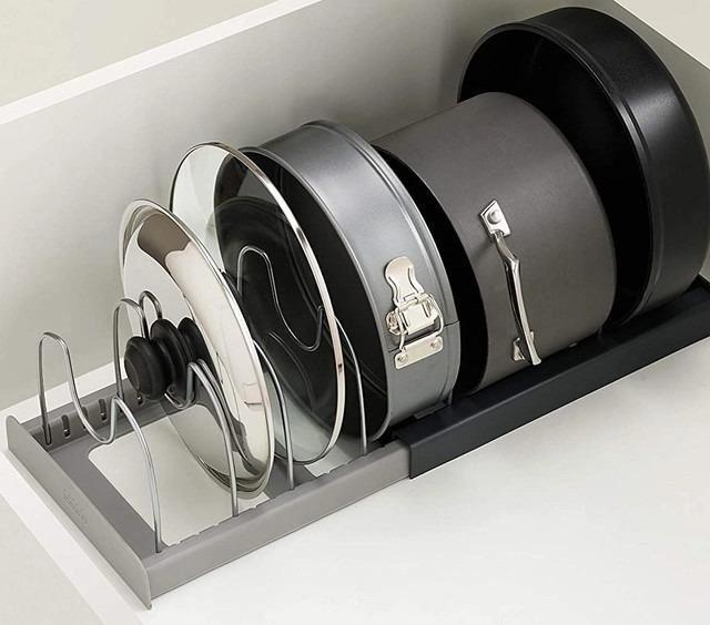 Полка держатель сковородок/крышек/тарелок раздвижная 7 секций (27234557) - фото 3 Полка держатель сковородок/крышек/тарелок раздвижная 7 секций (27234557) - фото 3