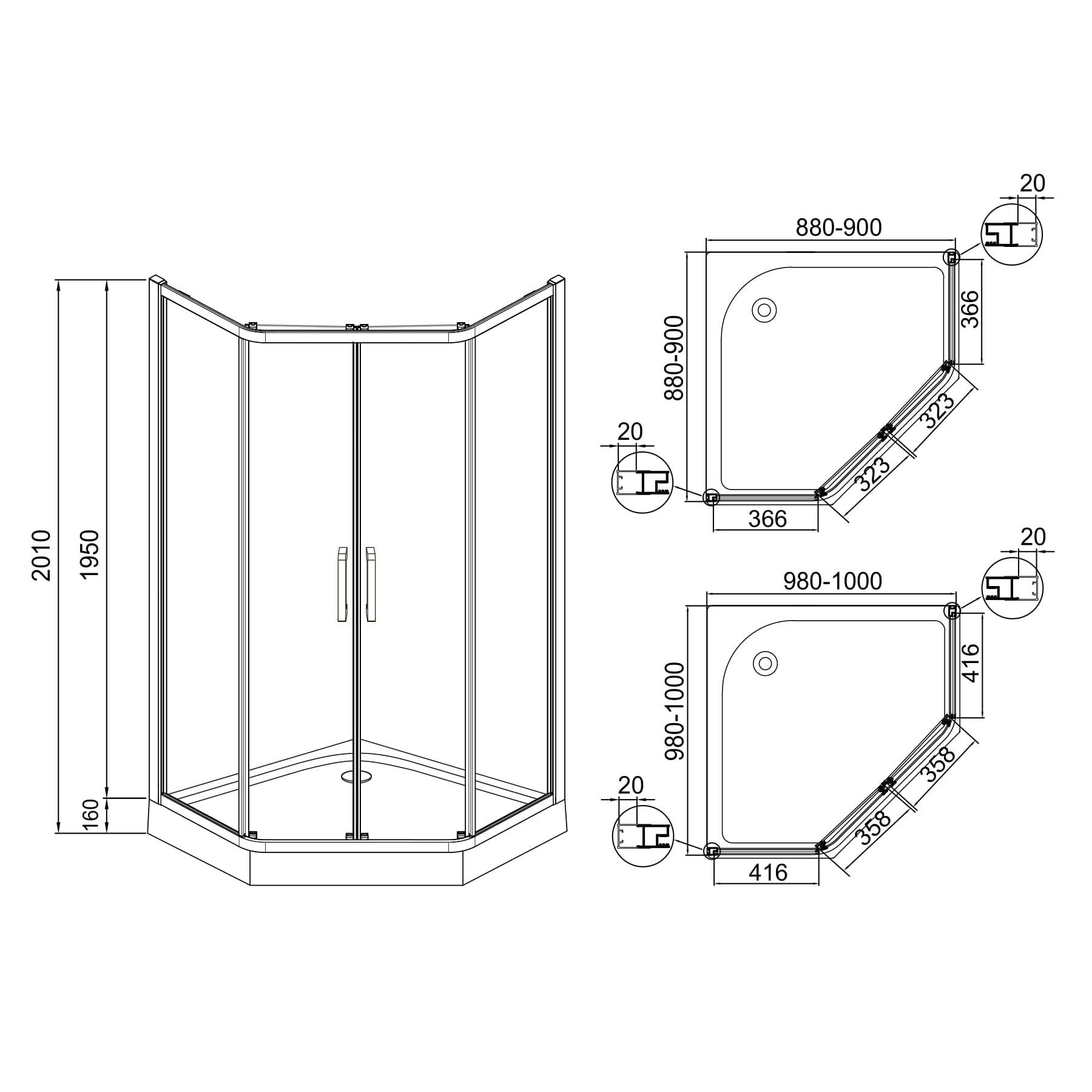 Душевая кабина Eger Iris 599-143 100x100x211 см Хром (71881) - фото 2