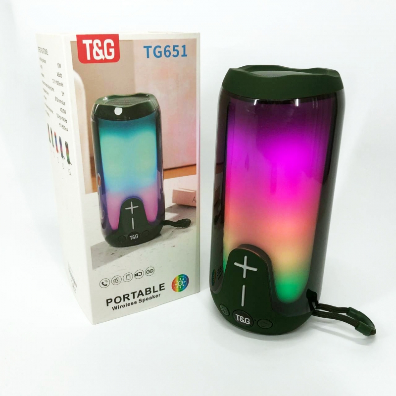 Портативная колонка TG 651 Bluetooth RGB Green (tf4876) - фото 5