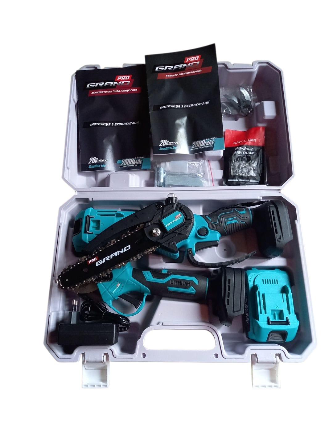 Набор аккумуляторного инструмента Grand No 2 G минипила Grand АПЦ-20/6"-2 BL/Секатор Grand СА-20BL (26881404) - фото 8 Набор аккумуляторного инструмента Grand No 2 G минипила Grand АПЦ-20/6"-2 BL/Секатор Grand СА-20BL (26881404) - фото 8