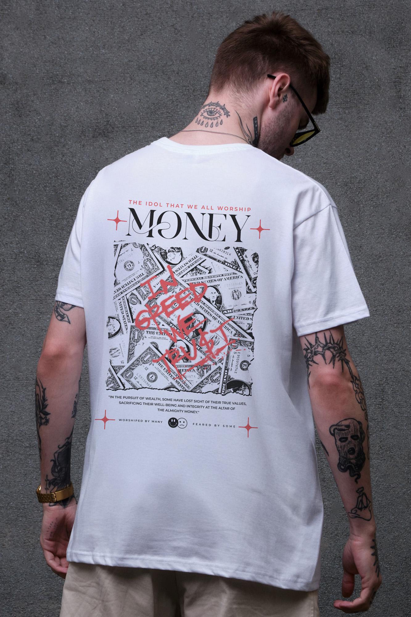 Футболка мужская Without с принтом Money Grafity оверсайз S/M White (S8049496)