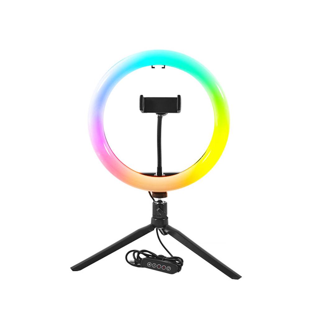 Кольцевая лампа Lesko HQ-10RGB со штативом и держателем для телефона (1378990)
