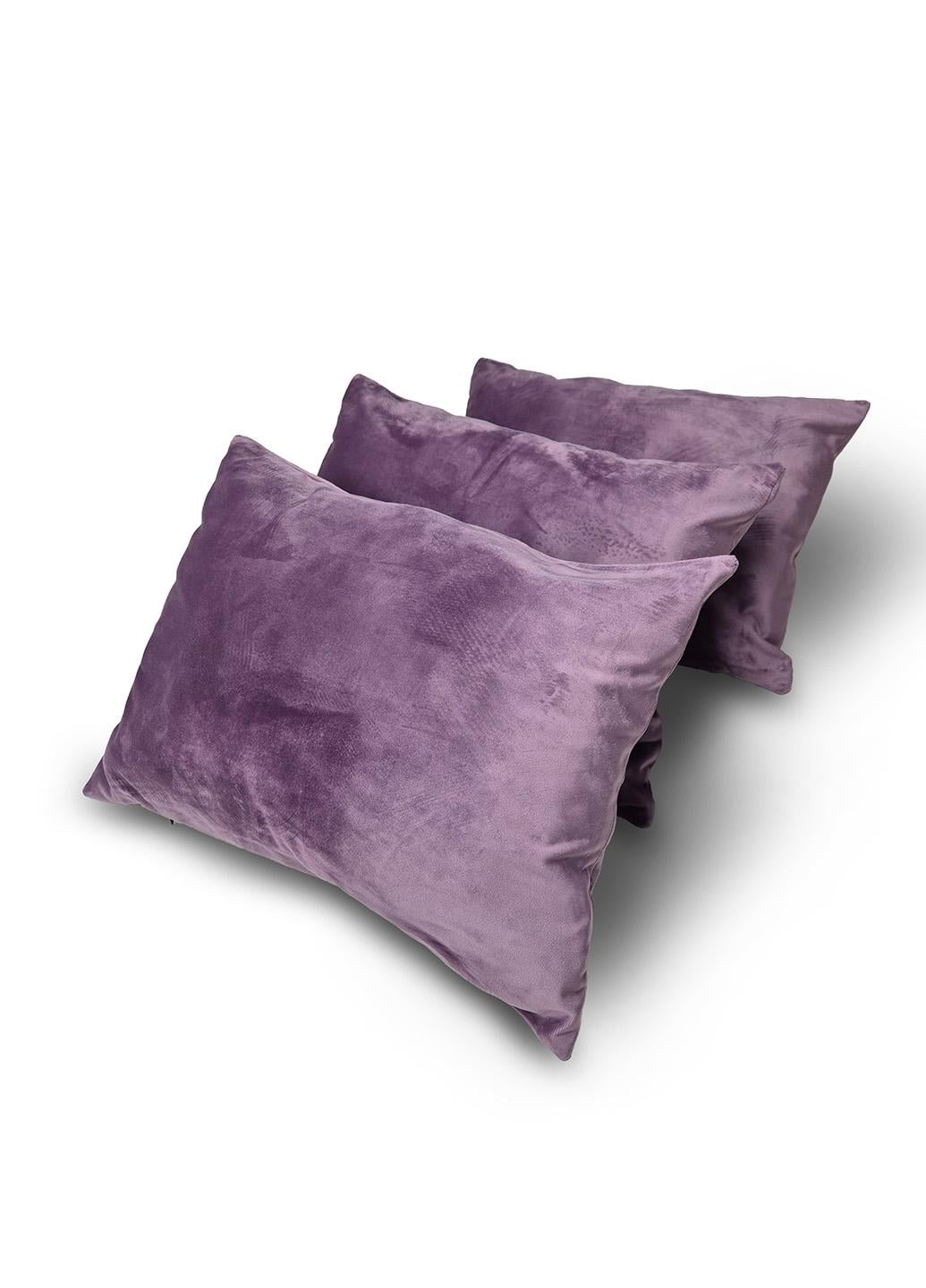 Комплект декоративних подушок Firanka Simple оксамит 44х32 см 3 шт. Рожевий/Бузковий (п_0859)