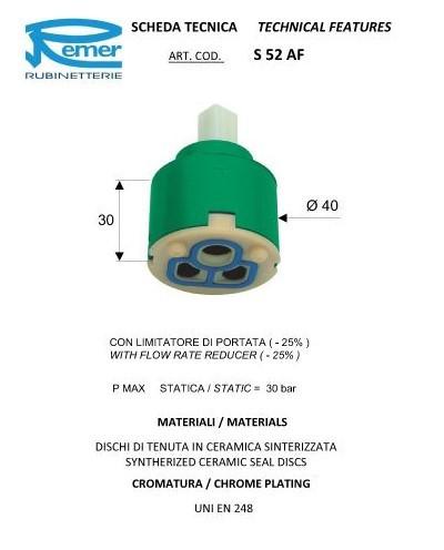 Картридж для змішувача Remer низький S52AF 40мм - фото 2