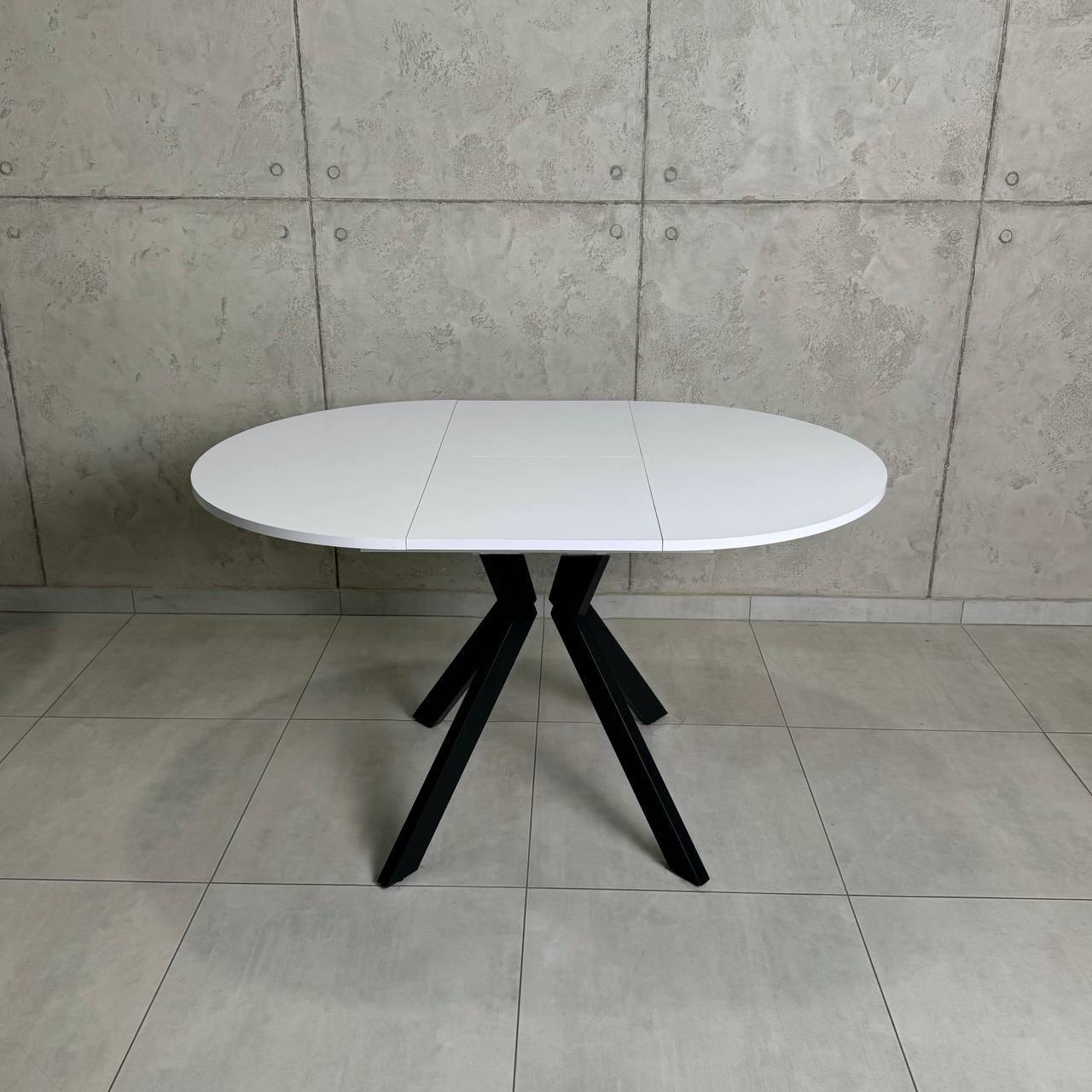 Стол раздвижной круглый Lite D800 Белый/Черный мат (УТП026646) - фото 2 Стол раздвижной круглый Lite D800 Белый/Черный мат (УТП026646) - фото 2