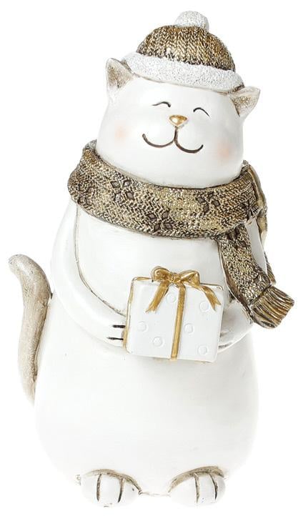 Статуэтка Котик с подарком 22 см Золото (BD-218-773)