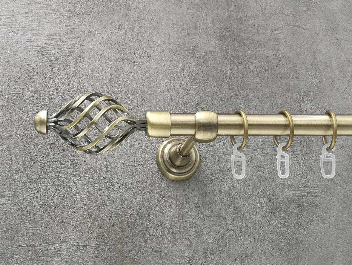 Карниз Quadrum Арезо гладкая штанга одинарный открытый 19 мм 300 см антик (46976195)