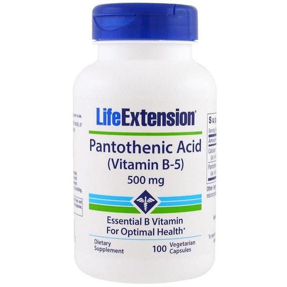 Пантотеновая кислота Life Extension Pantothenic Acid Vitamin B-5 500 мг 100 Veg Caps