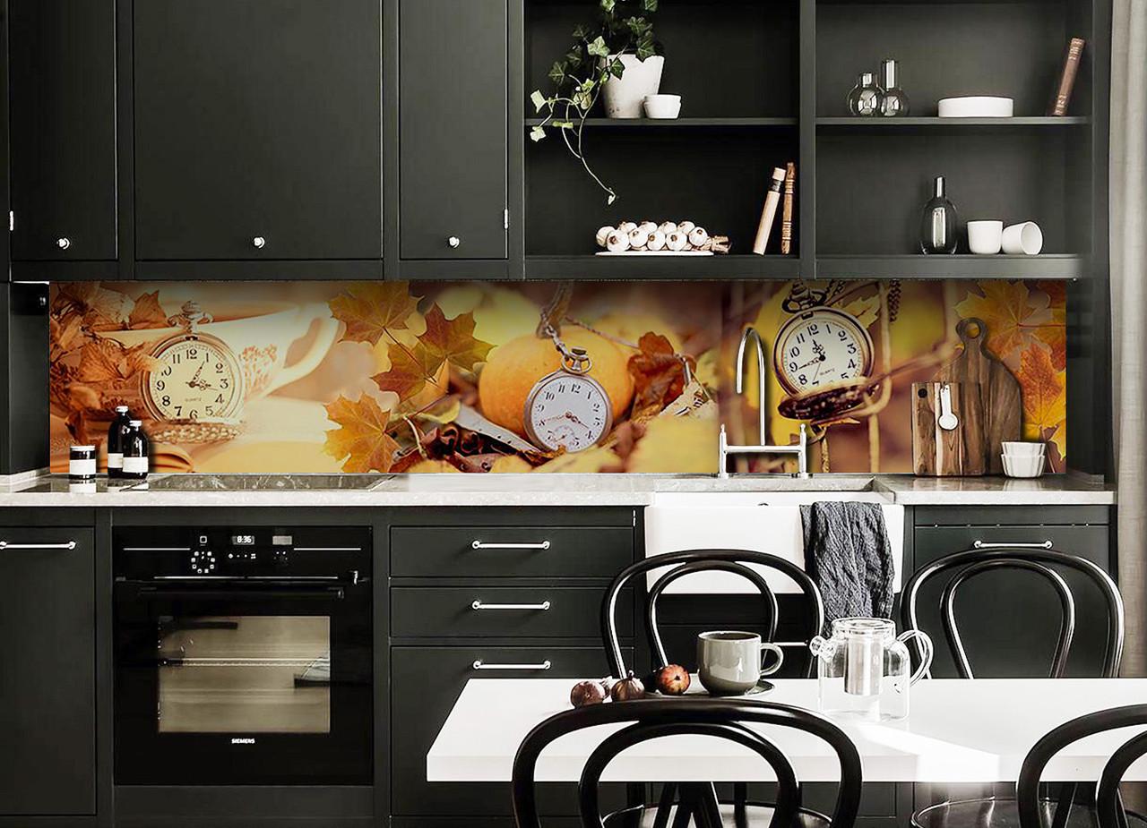 Кухонный фартук Осеннее время из самоклеющейся виниловой пленки 60х300 см Желтый Кухонный фартук Осеннее время из самоклеющейся виниловой пленки 60х300 см Желтый