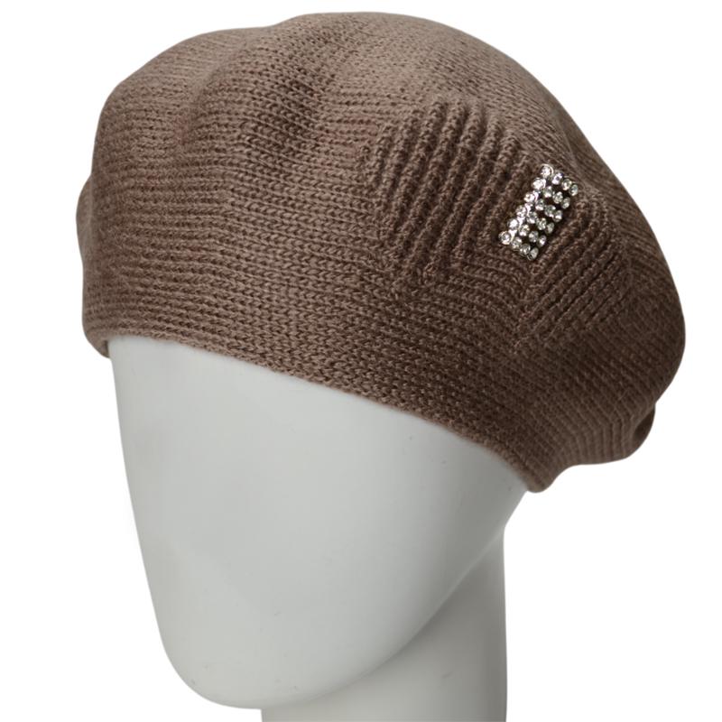 Берет женский двойной Lirus Віолета теплый зимний Темно-пудровый