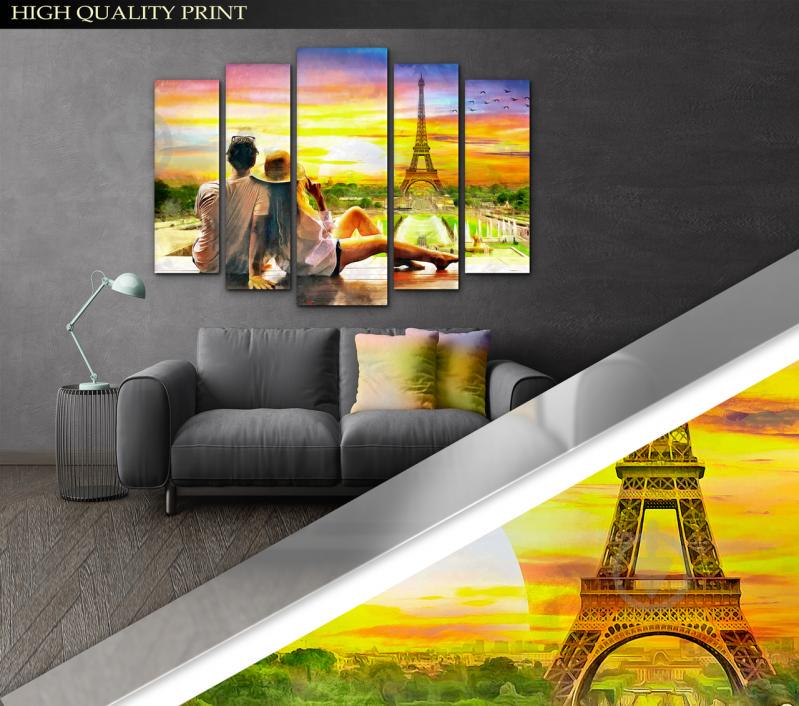Модульна картина Poster-land у вітальню / спальню Пара Париж Art-385_5 ( 80х118см ) Poster-land