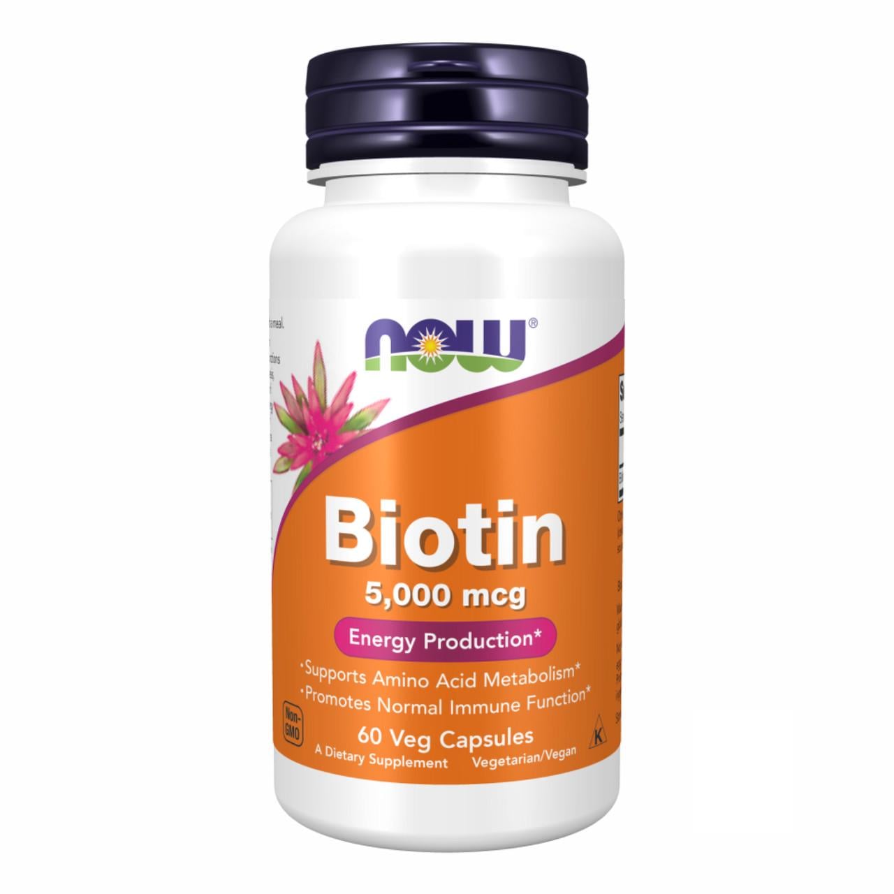 Биотин BIOTIN NOW Foods витамин B7 для волос/кожи и ногтей 60 капсул 5000 мкг