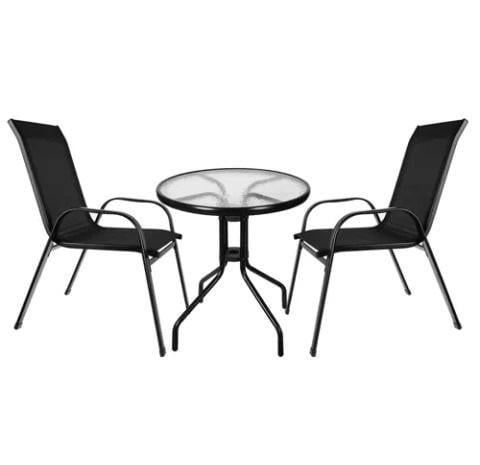 Комплект мебели на 2 персоны стол/2 стула для сада/балкона/террасы Черный