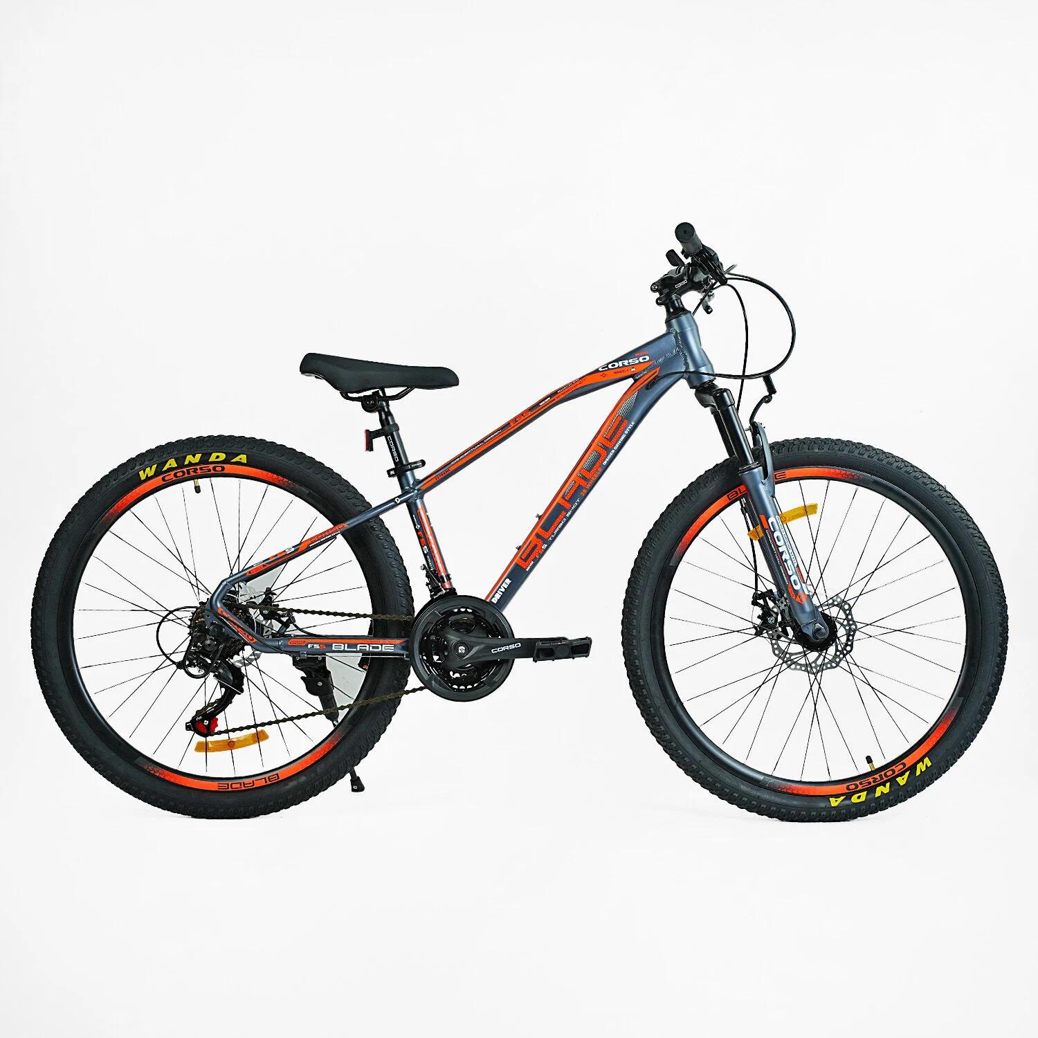 Велосипед спортивный Corso BLADE 26" рама алюминиевая 13" оборудование Shimano 21 скорость собран на 75% Gray/Orange (147900) Велосипед спортивный Corso BLADE 26" рама алюминиевая 13" оборудование Shimano 21 скорость собран на 75% Gray/Orange (147900)
