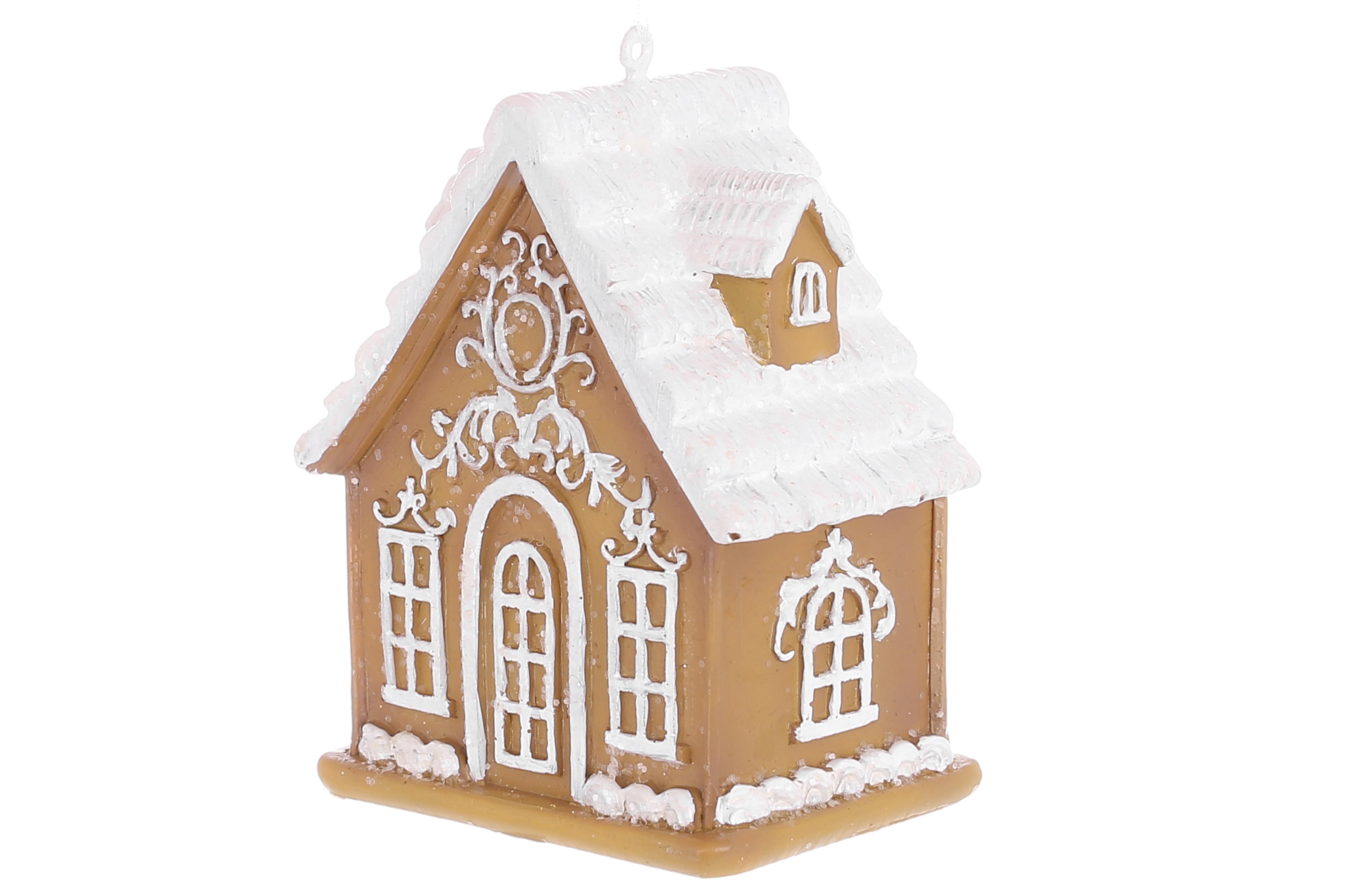 Подвеска новогодняя BonaDi Пряничный домик 7,5 см Имбирно-коричневый (K07-583)