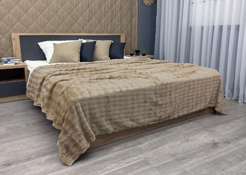 Покрывало на кровать Soft Night в полоску плюша 200х230 см Темно-бежевый (87-135) - фото 2 Покрывало на кровать Soft Night в полоску плюша 200х230 см Темно-бежевый (87-135) - фото 2