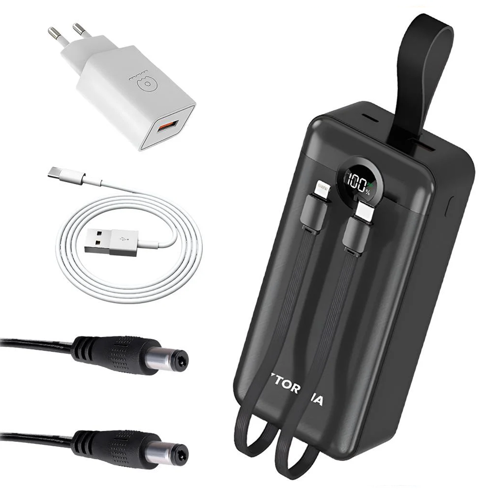 Комплект повербанк для роутера Torima USB з кабелем для швидкої зарядки DC 9/12V 30000 mAh Чорний (e7583609)