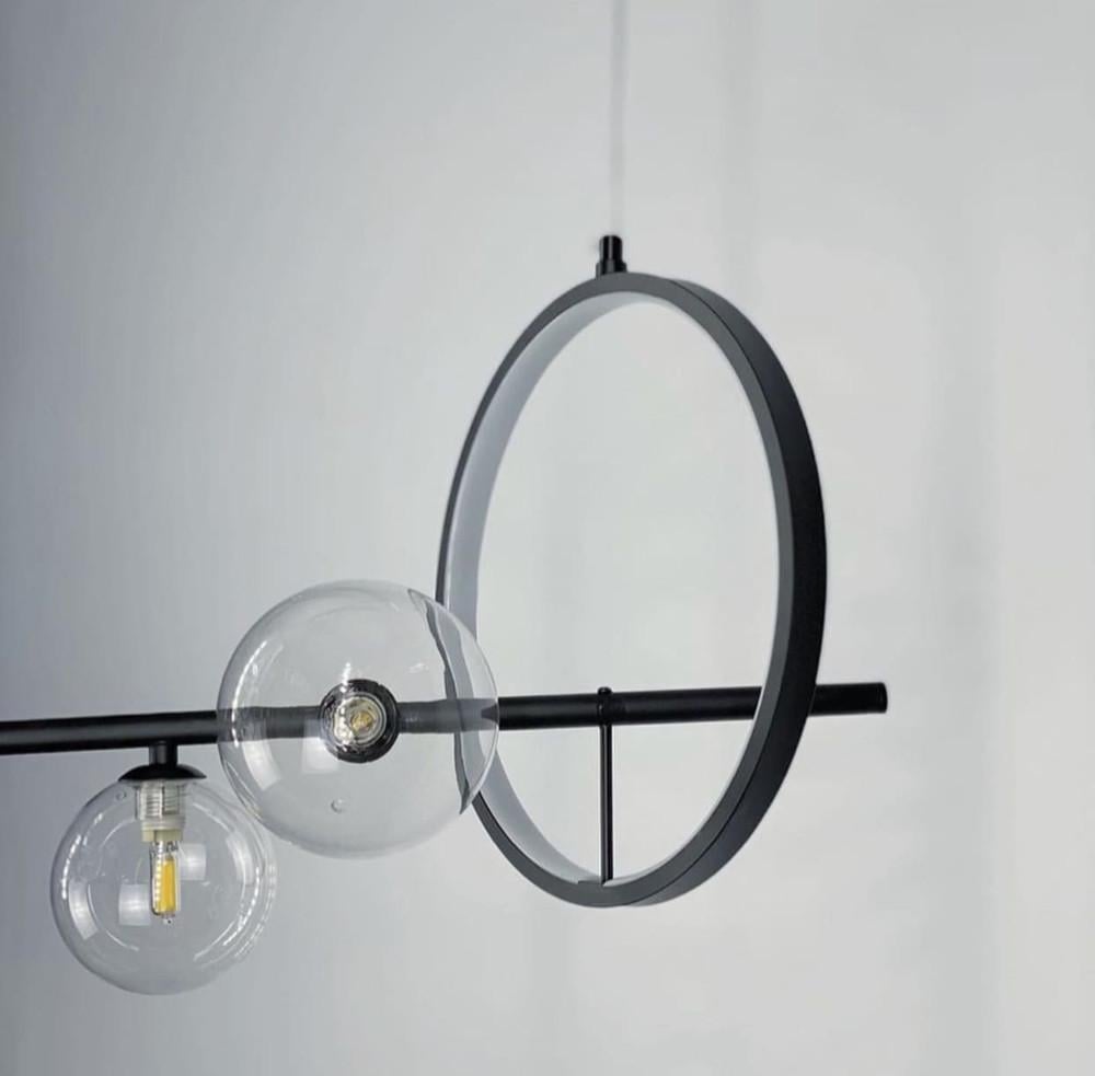 Світильник дизайнерський рейковий на 7 плафонів 90 см Чорний (AT 33/7 BK) - фото 4