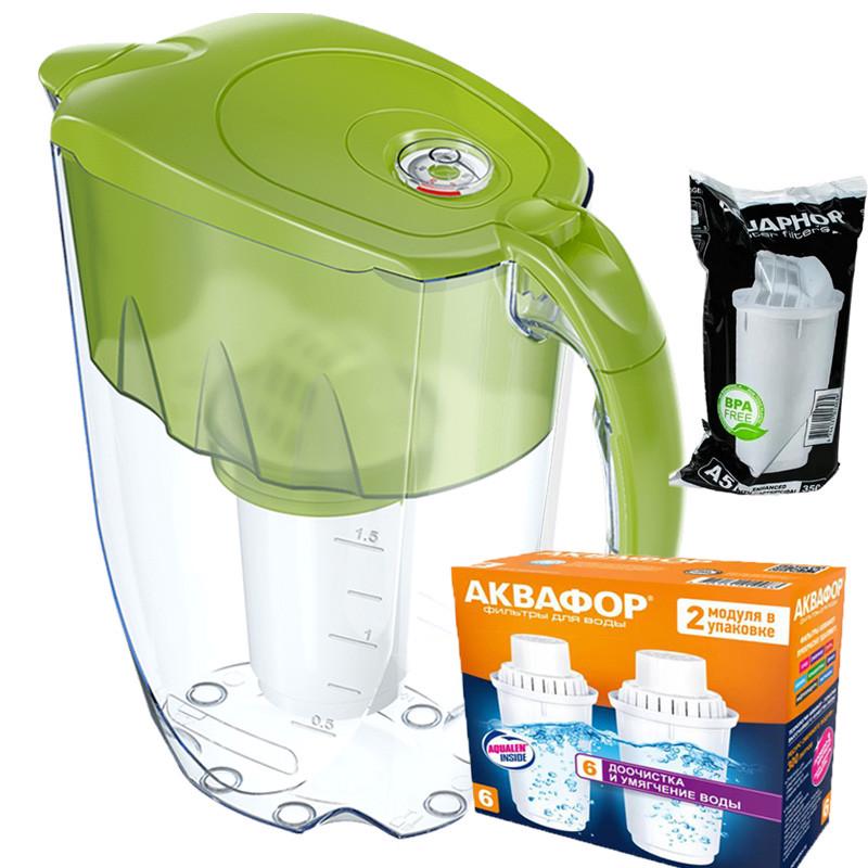 Фильтр-кувшин Аквафор Арктик А5 с двумя модулями В6 жесткость Лимонный (1847762914)