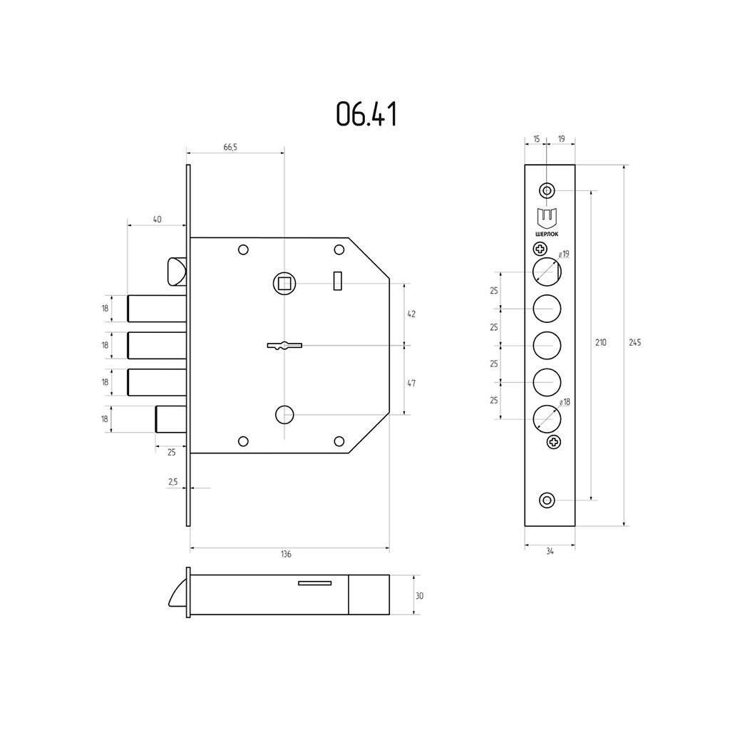 Замок врізний SHERLOCK 06.41 правий (40295) - фото 2 Замок врізний SHERLOCK 06.41 правий (40295) - фото 2