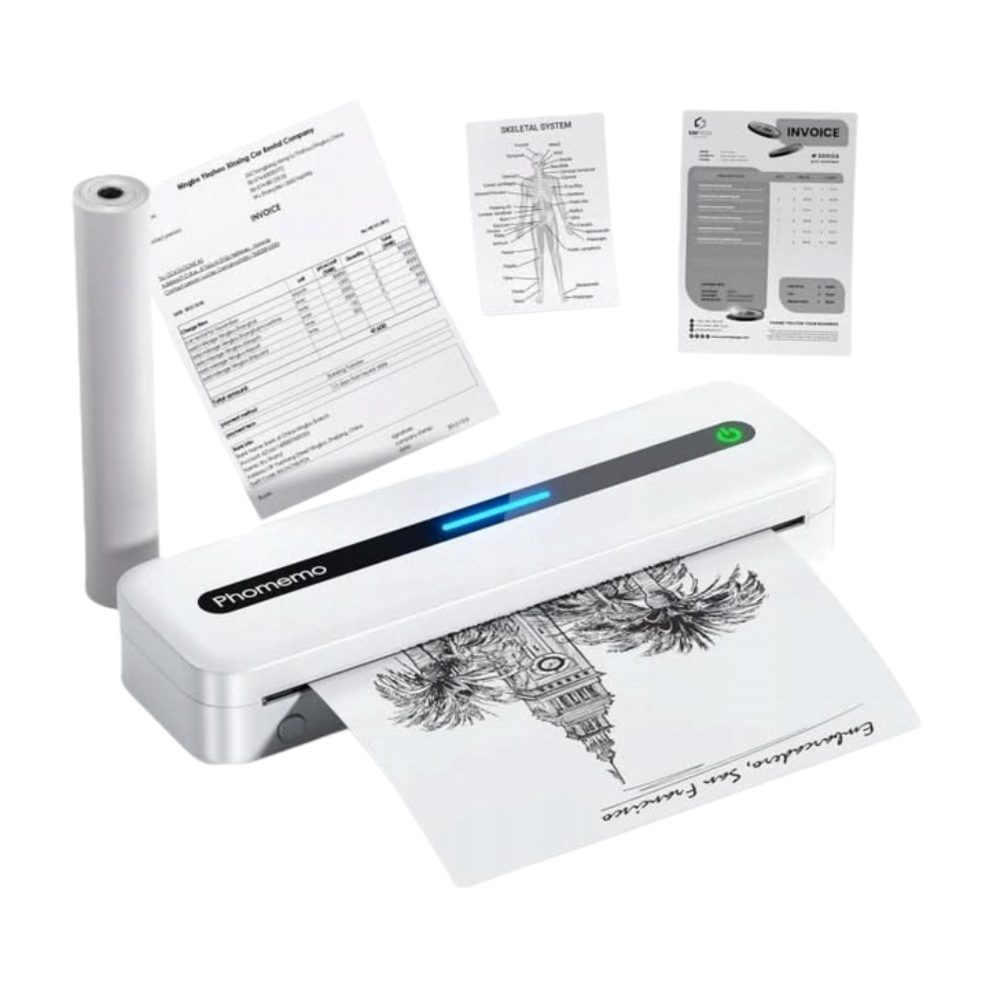 Термопринтер Phomemo M832 Bluetooth 2600 mAh для тату и документов White (GS-284)