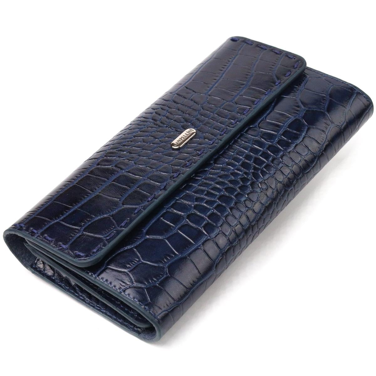Кошелек женский CANPELLINI Wallet 21661 кожа с тиснением под крокодила Синий