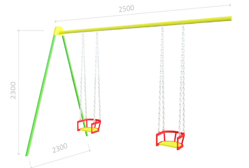 Елемент ігрового комплексу Tobi Sho Гойдалка подвійна на одній нозі 2300х2500х2300 мм - фото 2