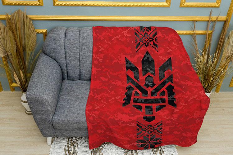 Плед PromoZP Герб Украины УПА плюш однослойный 150х210 см Красно-черный