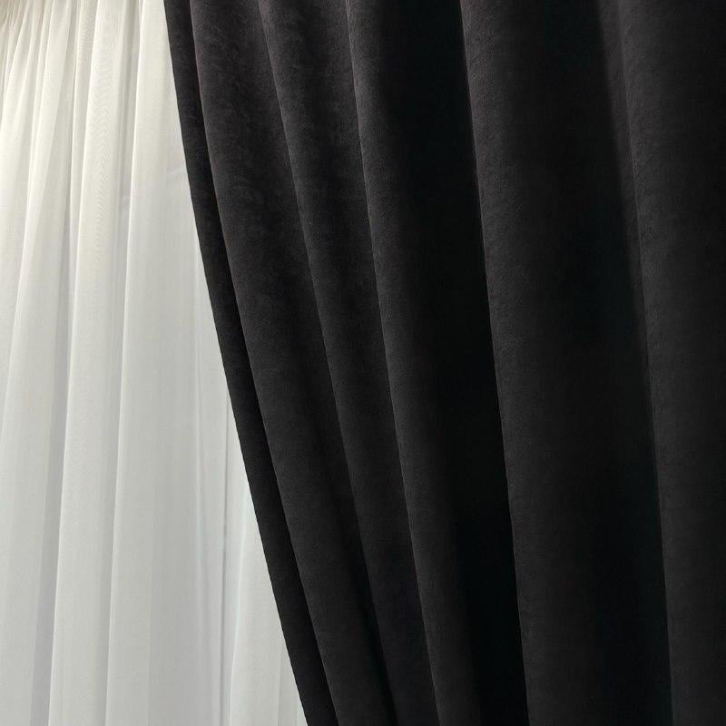 Комплект штор микровелюр 2 шт. 1,5х2,7 м готовые на шторной тесьме 6 см Черный (petek-V45) - фото 9 Комплект штор микровелюр 2 шт. 1,5х2,7 м готовые на шторной тесьме 6 см Черный (petek-V45) - фото 9