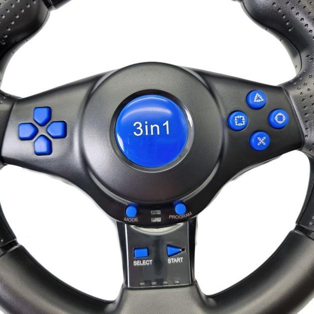 Игровой руль Vibration Steering Wheel 3в1 с педалями и коробкой передач (94095543) - фото 4