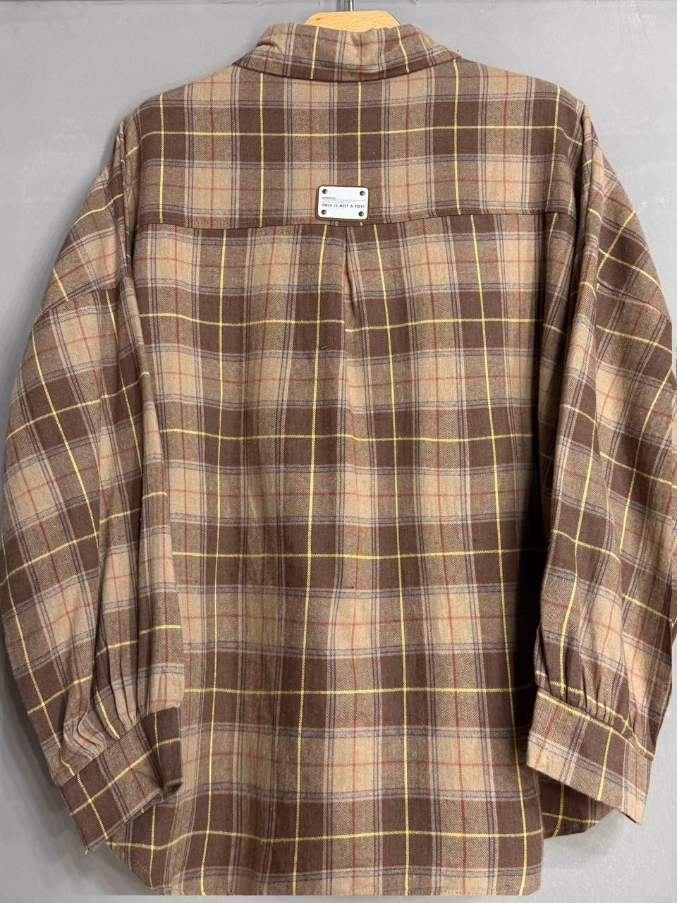 Рубашка женская A-N 8313 в клетку оверсайз широкая хлопковая OS Коричневый (5131) - фото 8