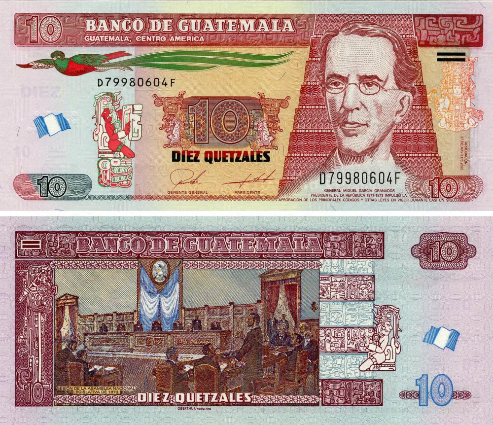 Коллекционная банкнота Гватемала 10 кетсалей 2020 UNC P123A (Б18121)