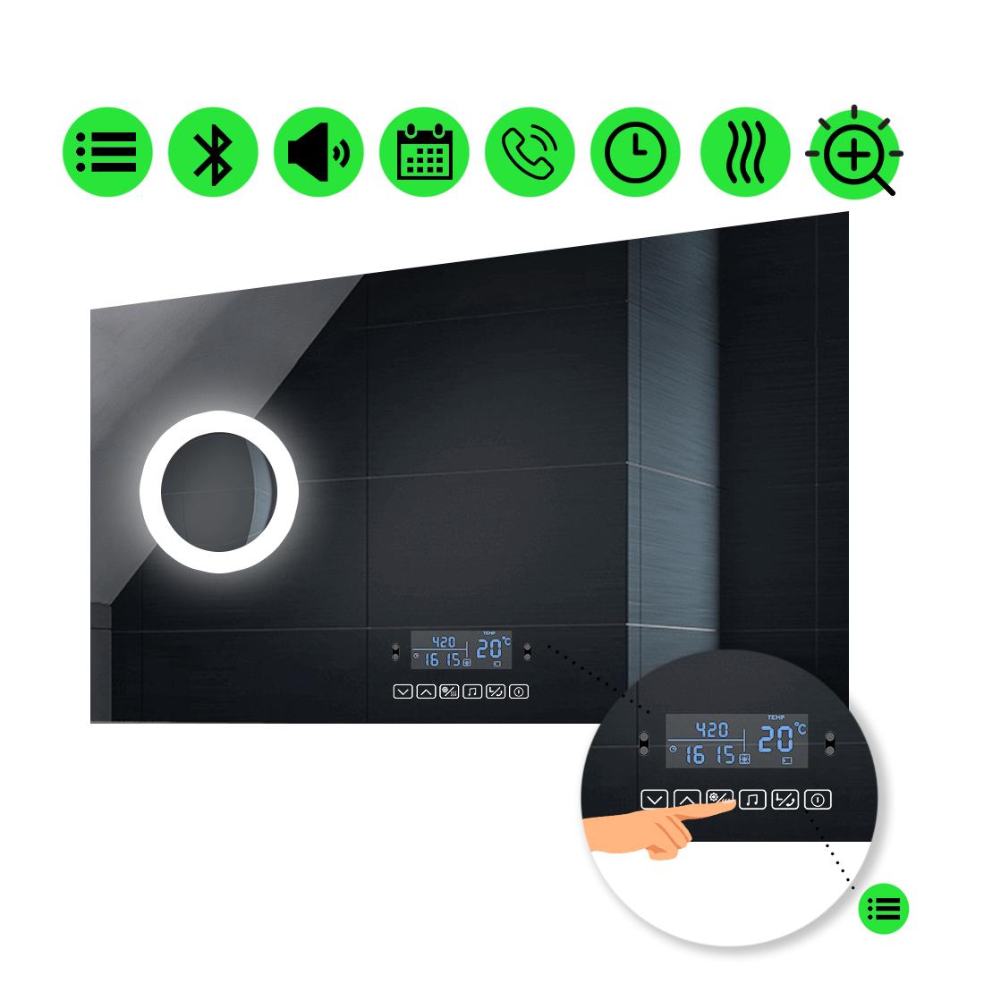 LED-зеркало 110x70 см с Smart-блоком и линзой с подсветкой и подогревом Lucia (luciag195)