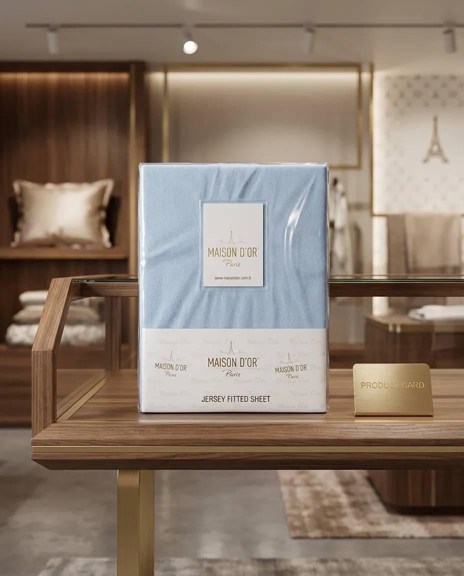 Простирадло Maison D'or трикотажне на гумці 180x200 см з наволочками 2 шт. 50x70 см Blue (2000022265621) Простирадло Maison D'or трикотажне на гумці 180x200 см з наволочками 2 шт. 50x70 см Blue (2000022265621)