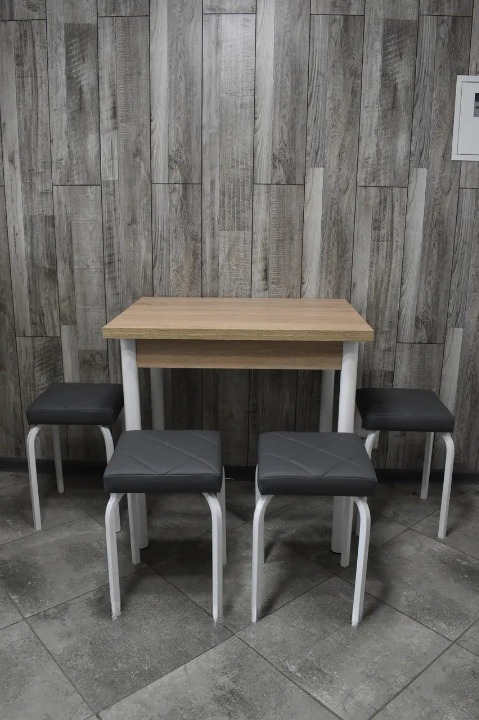 Кухонний комплект Оскар стіл розкладний/табурети 4 шт. Tutti Lux 60х80/80х120х75 см Дуб Сонома/Темно-сірий (28374998)