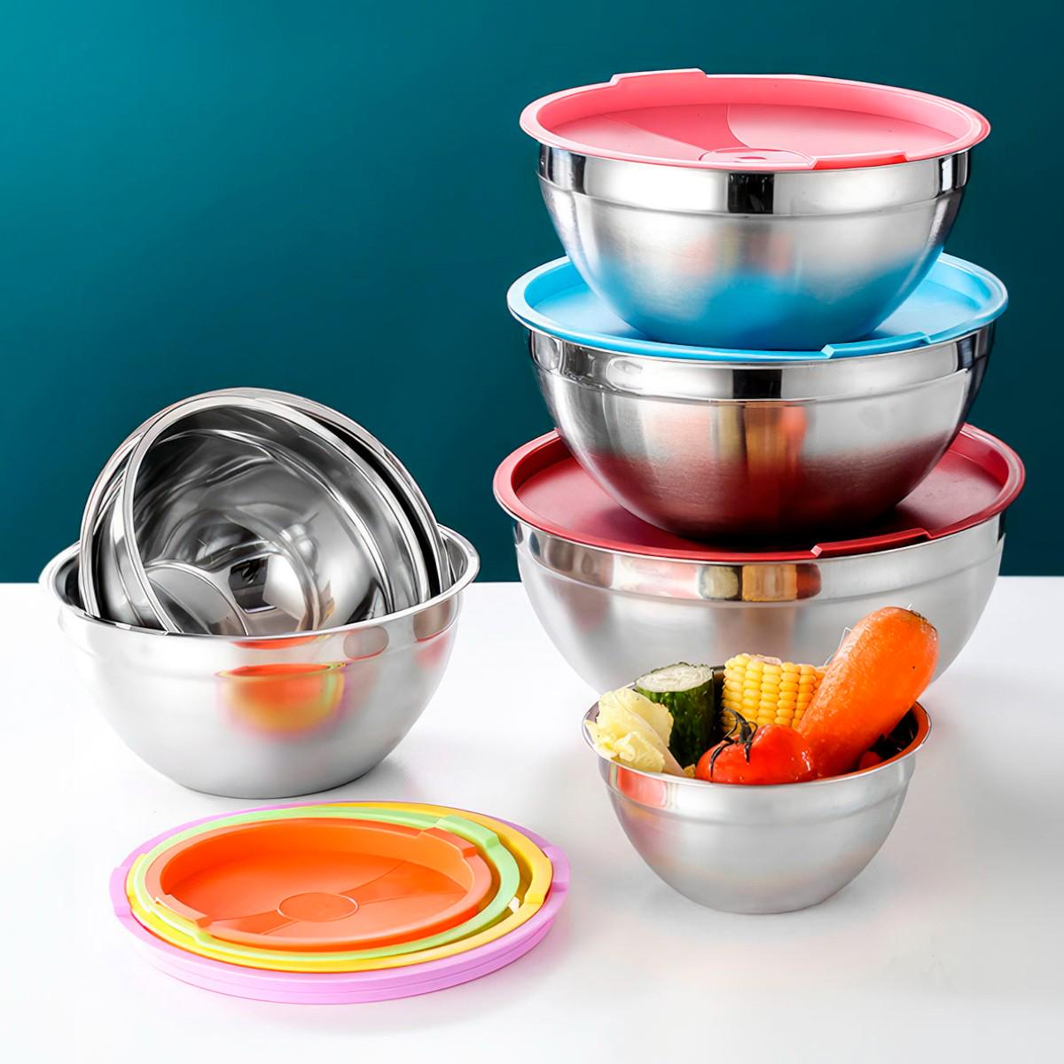 Набір мисок із кришками Salad Bowl із нержавіючої сталі 14 предметів (R93816-14) - фото 3 Набір мисок із кришками Salad Bowl із нержавіючої сталі 14 предметів (R93816-14) - фото 3