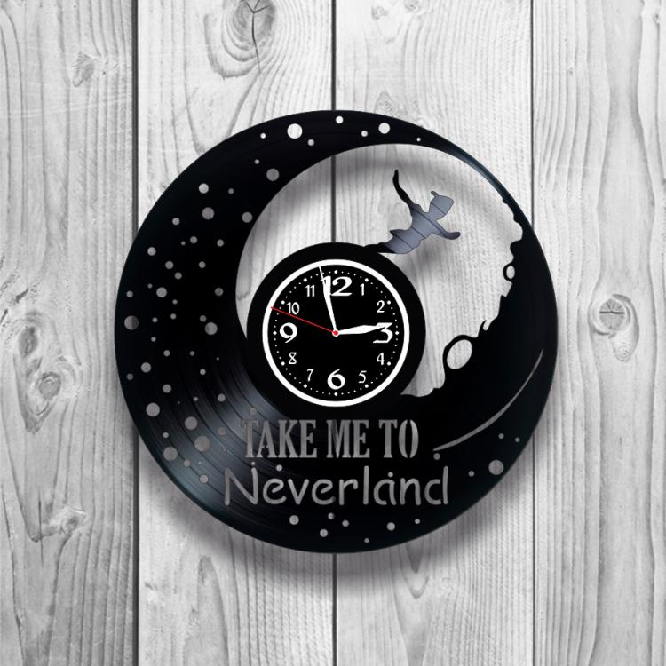 Годинник настінний Take me to Neverland 0502 з вінилової платівки