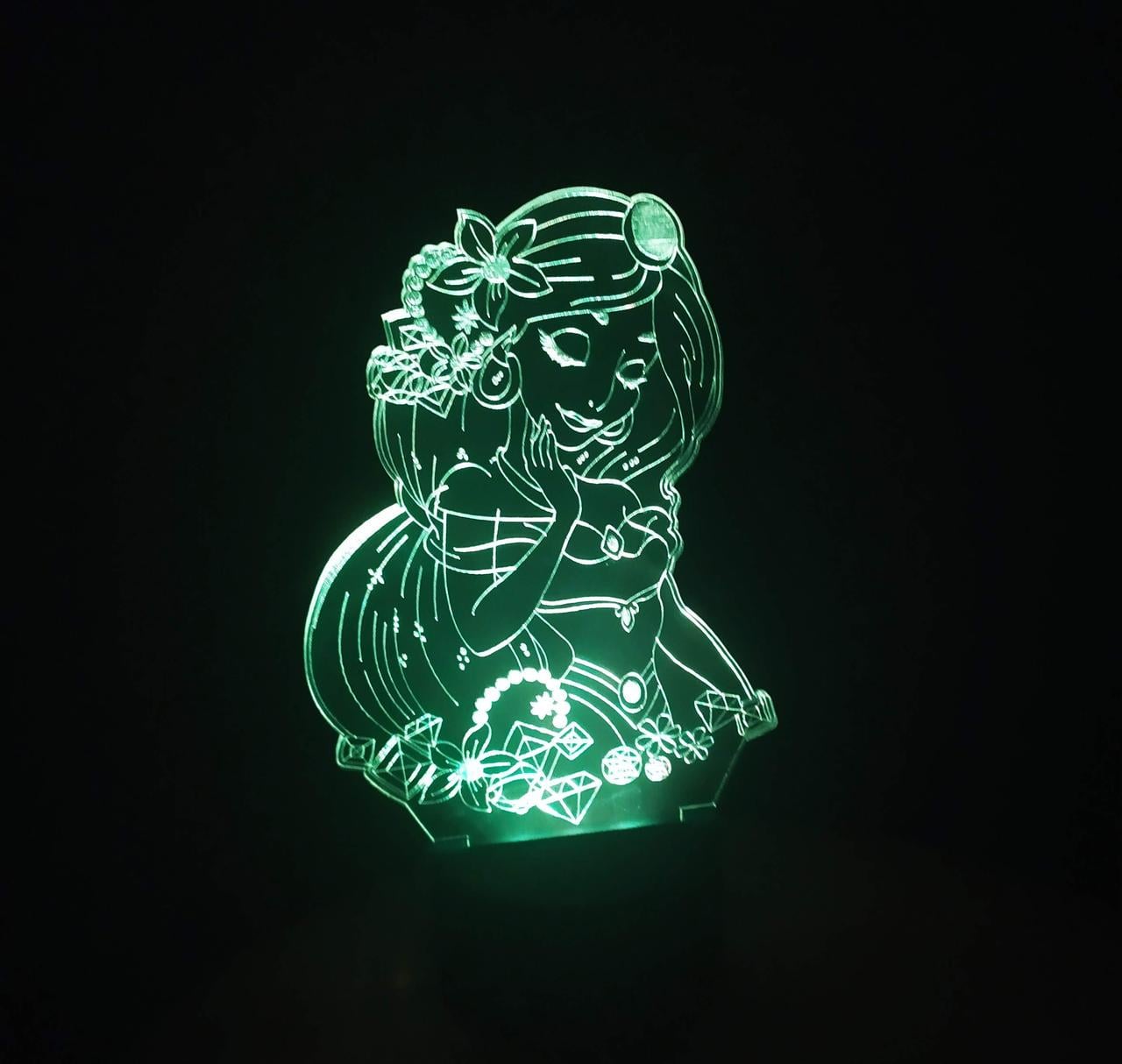 3D-ночник Принцесса Жасмин несколько подсветок/на батарейках/220V (1353345695)