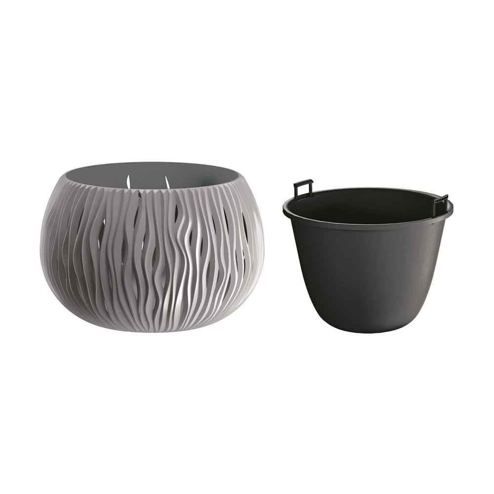 Горшок для цветов Prosperplast Sandy Bowl с вкладышем 29х19 см Серый (23063-405)