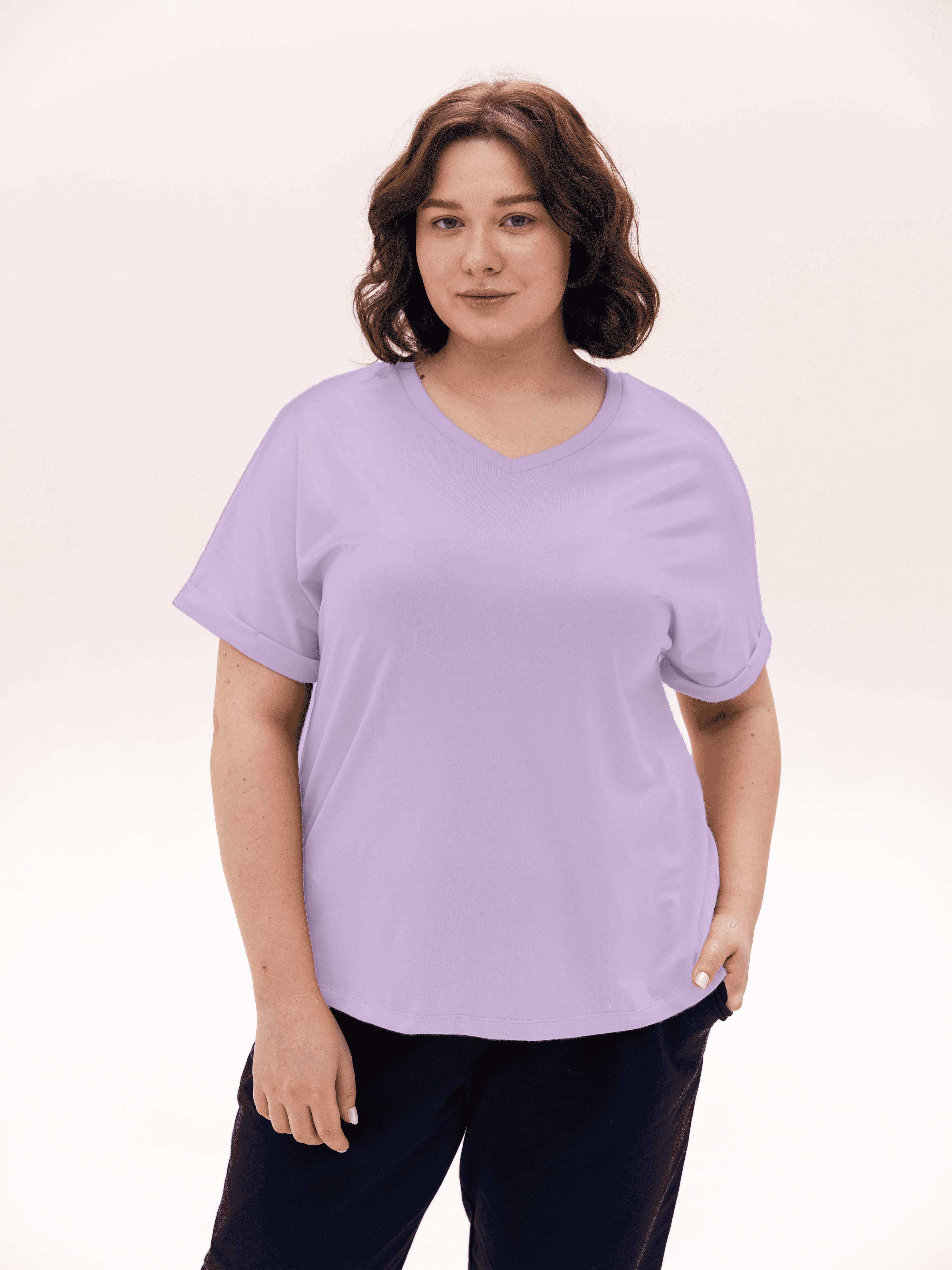 Футболка женская с v-образным вырезом ROZA 230938 L Лавандовый (4824005733642) Футболка женская с v-образным вырезом ROZA 230938 L Лавандовый (4824005733642)